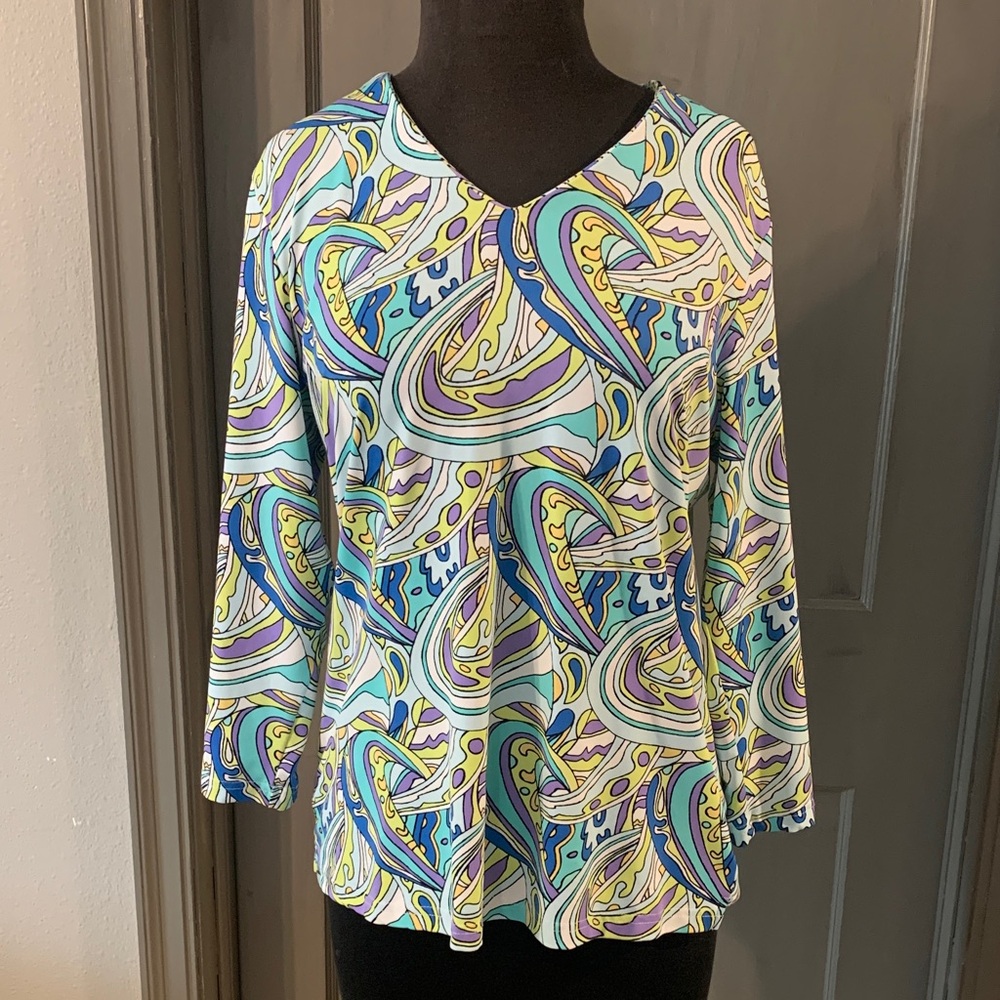 Lulu-B Vibrant Swirl Pattern Blouse